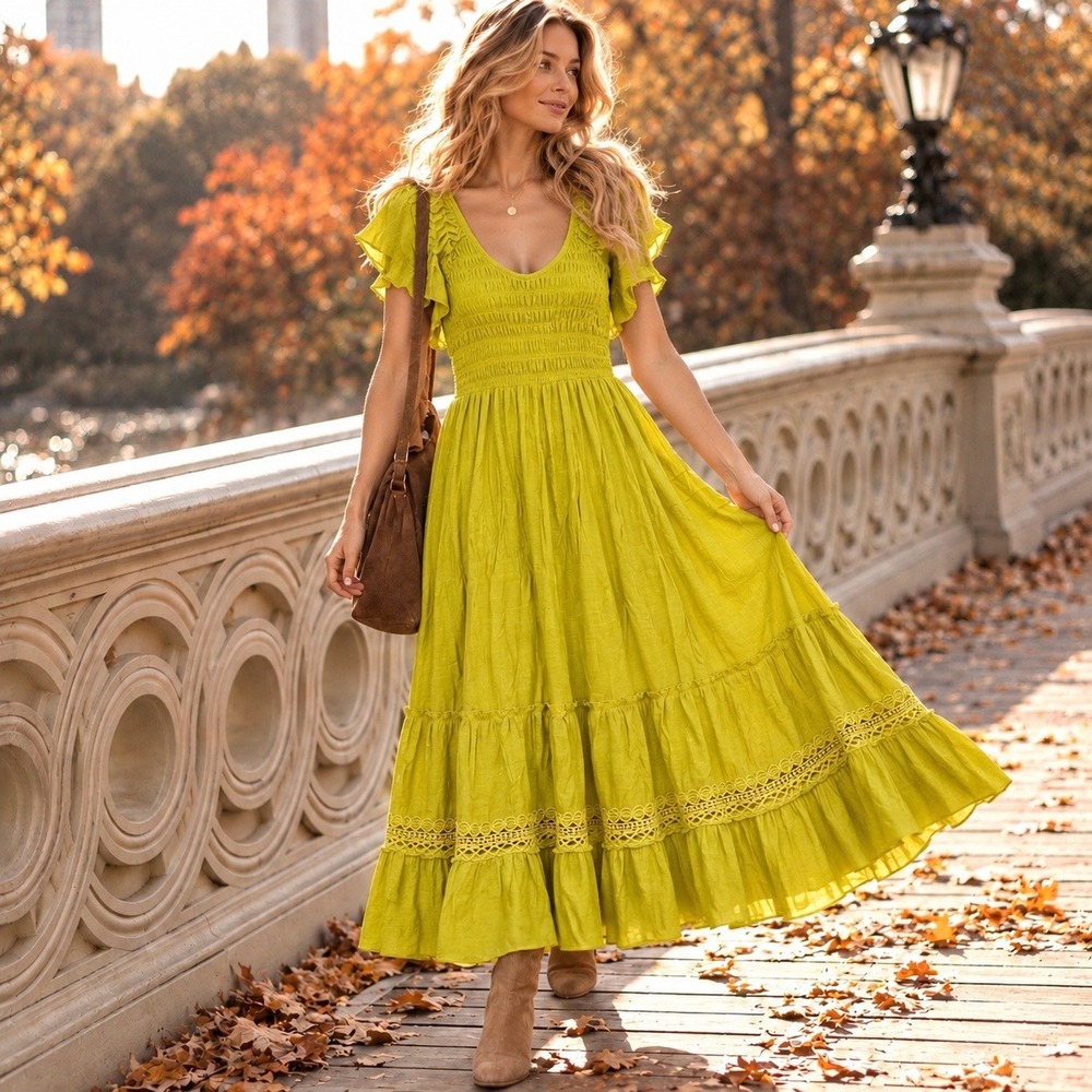 Anthropologie J Gee Sz 2X Maxi Dress Cottagecore Romantic Boho Feminine Coquette